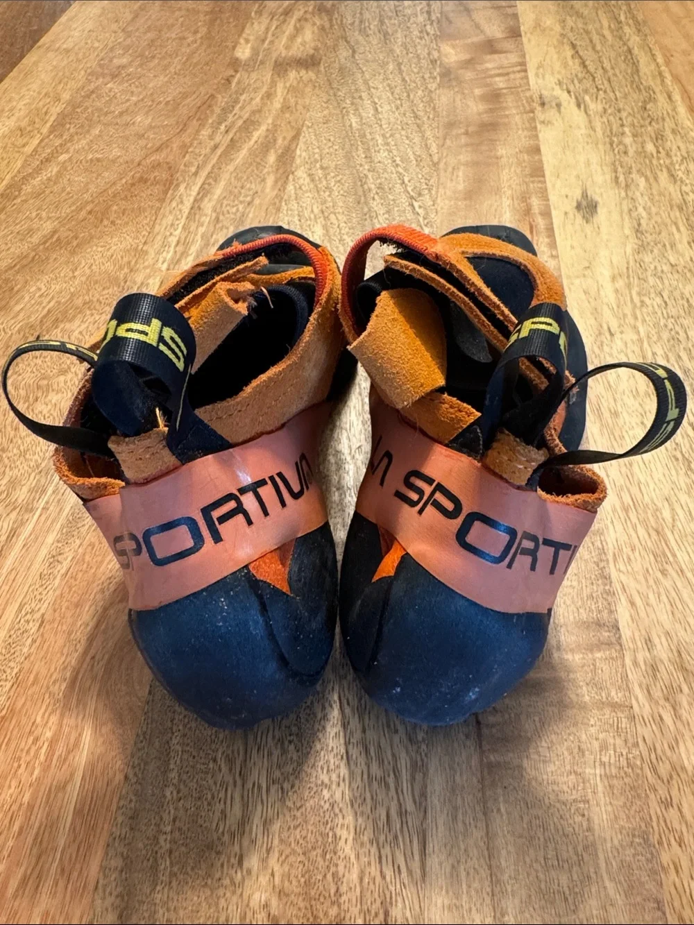 La Sportiva Orange and Black Python Climbing Shoes - like new